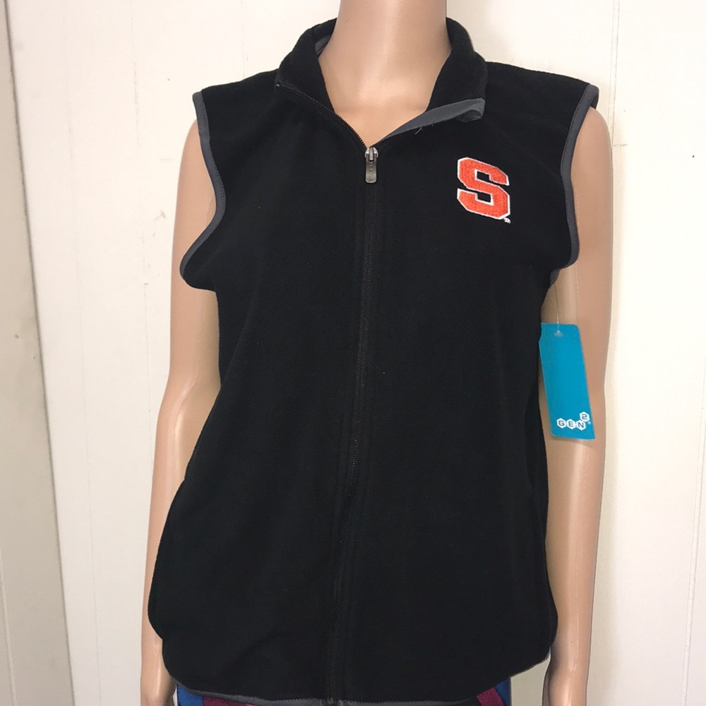 Boys vest. Black and orange. Syracuse vest. Size L